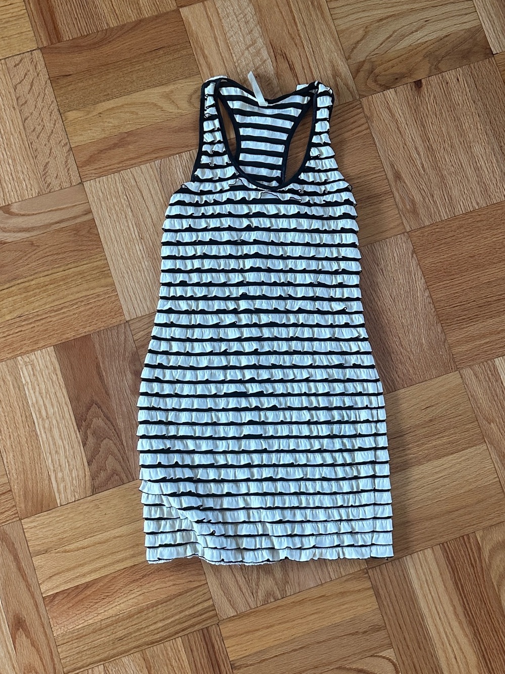 Striped Racerback Mini Dress - Black & White